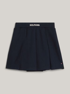 minigonna hilfiger monotype con pieghe blu da bambine tommy hilfiger