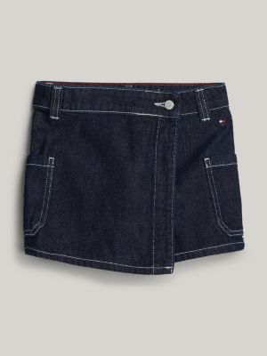 blue dark wash denim cargo skort for girls tommy hilfiger