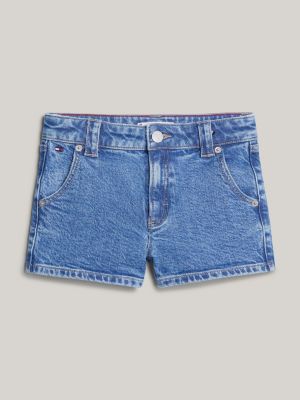 blue girlfriend fit straight denim shorts for girls tommy hilfiger