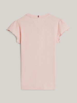 pink adaptive essential slim fit t-shirt für mädchen - tommy hilfiger