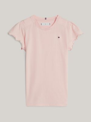 pink adaptive essential slim fit t-shirt für mädchen - tommy hilfiger
