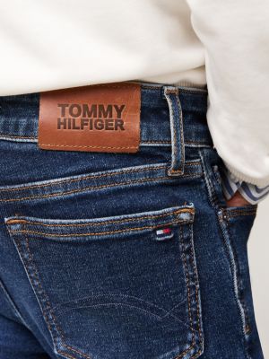 jean skinny mid-wash délavé bleu pour filles tommy hilfiger