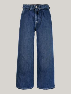 jeans larghi con pieghe anteriori blu da bambine tommy hilfiger