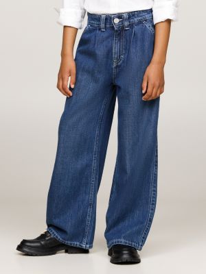 jeans larghi con pieghe anteriori blue da bambine tommy hilfiger