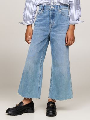 blue wide leg faded ankle jeans for girls tommy hilfiger