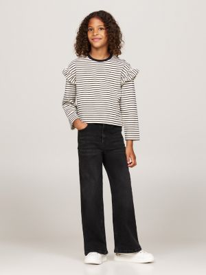 jeans larghi neri sbiaditi nero da bambine tommy hilfiger