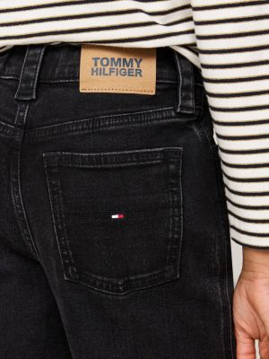 czarny czarne jeansy z efektem wyblaknięcia dla dziewczynki - tommy hilfiger