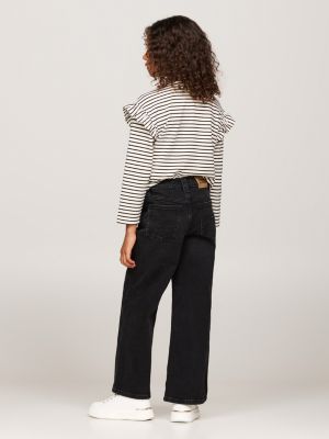 black wide leg black faded jeans for girls tommy hilfiger