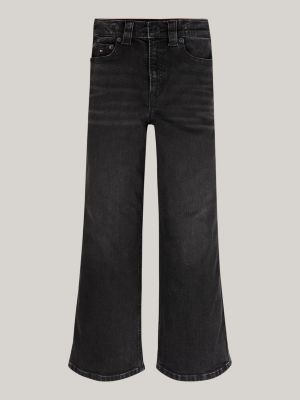 black wide leg black faded jeans for girls tommy hilfiger