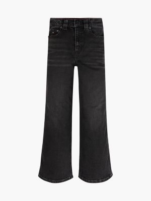 black wide leg black faded jeans for girls tommy hilfiger