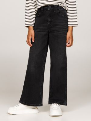 jeans larghi neri sbiaditi black da bambine tommy hilfiger