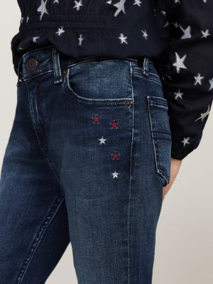 blau bootcut jeans mit stern-stickerei für mädchen - tommy hilfiger