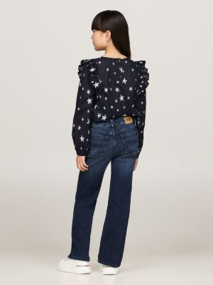 blue star embroidery bootcut jeans for girls tommy hilfiger