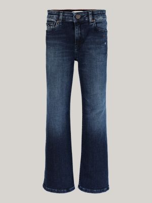 jeans a campana con stelle ricamate blu da bambine tommy hilfiger