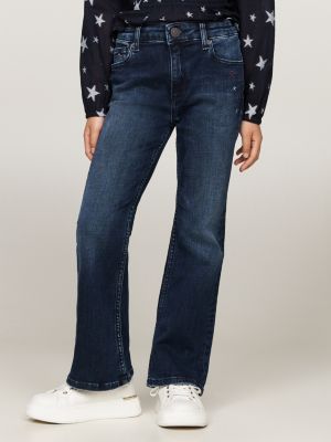 blau bootcut jeans mit stern-stickerei für mädchen - tommy hilfiger