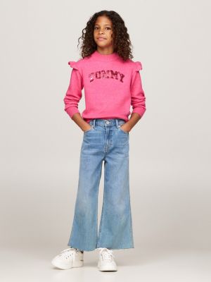 pink varsity sequin logo jumper for girls tommy hilfiger