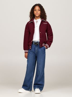 red relaxed corduroy bomber jacket for girls tommy hilfiger