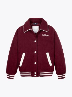 red relaxed corduroy bomber jacket for girls tommy hilfiger