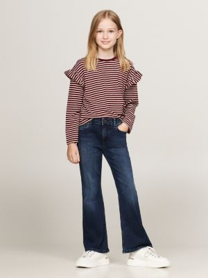 t-shirt relaxed fit a righe metallizzate rosso da bambine tommy hilfiger