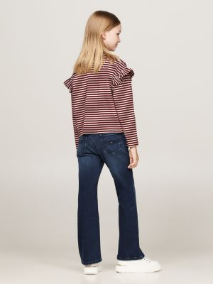 t-shirt relaxed fit a righe metallizzate rosso da bambine tommy hilfiger