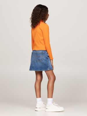 orange extra slim fit top mit mock-rollkragen für mädchen - tommy hilfiger