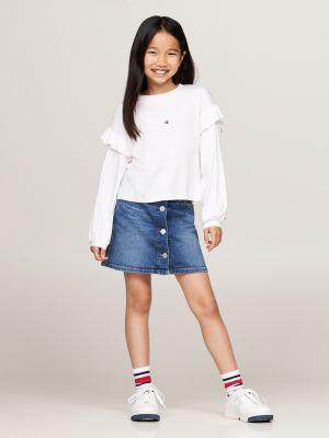 white logo long sleeve t-shirt for girls tommy hilfiger