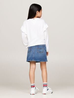 white logo long sleeve t-shirt for girls tommy hilfiger