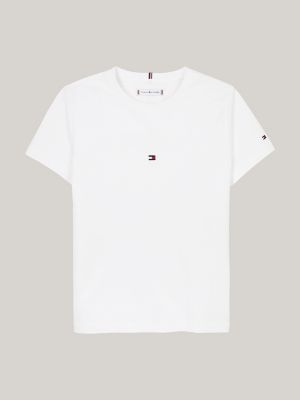 t-shirt con logo metallizzato bianco da bambine tommy hilfiger