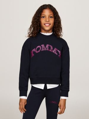 blau varsity relaxed fit sweatshirt mit logo für mädchen - tommy hilfiger