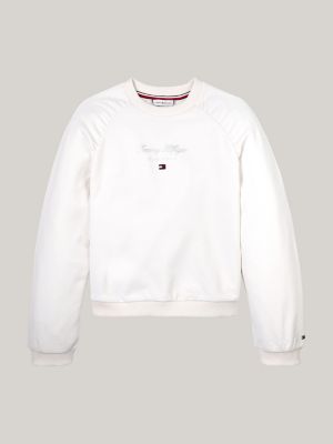 grau relaxed fit sweatshirt mit schreibschrift-logo für mädchen - tommy hilfiger