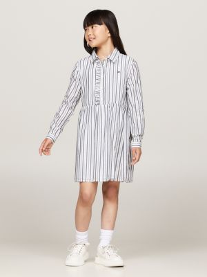 robe chemise à volants et rayures métallisées gris pour filles tommy hilfiger