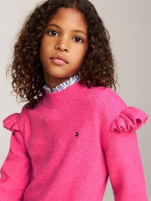 pink breton stripe knit skater dress for girls tommy hilfiger