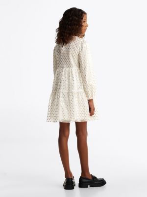 robe évasée en tulle à étoiles métallisées blanc pour filles tommy hilfiger