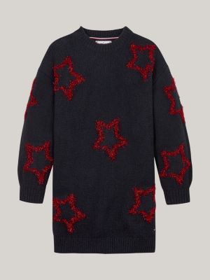 vestito pullover relaxed fit con stelle blu da bambine tommy hilfiger