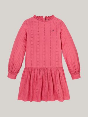 robe hilfiger monotype en broderie anglaise rose pour filles tommy hilfiger