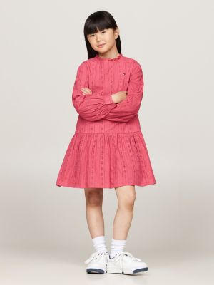 robe hilfiger monotype en broderie anglaise rose pour filles tommy hilfiger