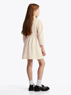 beige cable knit relaxed jumper dress for girls tommy hilfiger