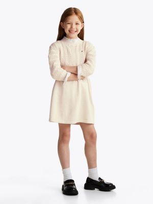 beige cable knit relaxed jumper dress for girls tommy hilfiger