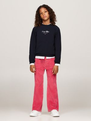 pantaloni a campana in velluto a coste rosa da bambine tommy hilfiger