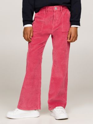 pantaloni a campana in velluto a coste pink da bambine tommy hilfiger