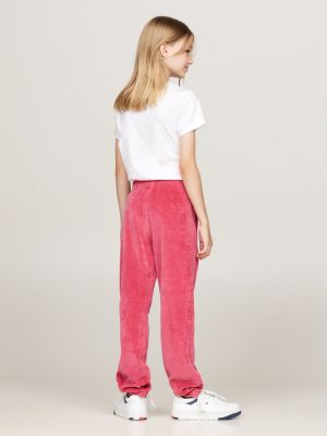 pink velour cuffed joggers for girls tommy hilfiger