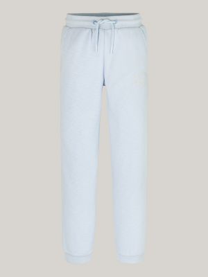 blue logo print textured joggers for girls tommy hilfiger