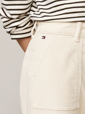 beige velvet slim chinos for girls tommy hilfiger