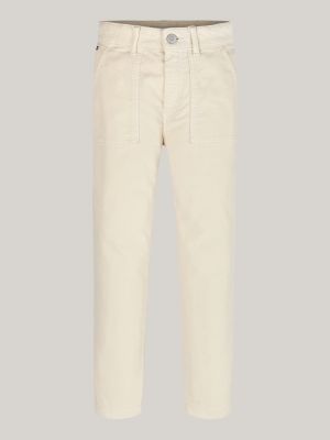 beige velvet slim chinos for girls tommy hilfiger