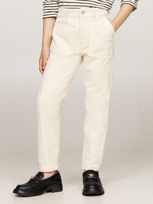 pantaloni chino slim fit in velluto beige da bambine tommy hilfiger