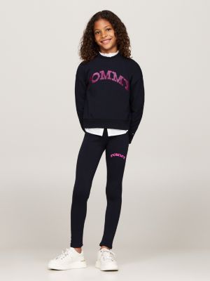 blauw varsity superskinny legging met logo voor meisjes - tommy hilfiger