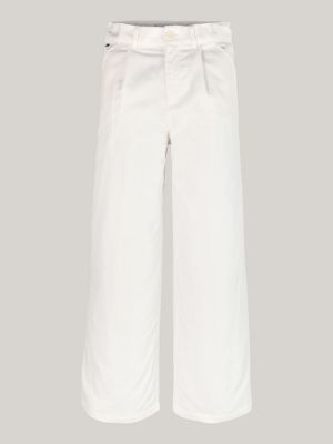 pantaloni chino larghi in velluto a coste bianco da bambine tommy hilfiger