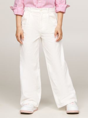 pantaloni chino larghi in velluto a coste white da bambine tommy hilfiger