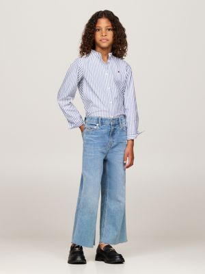 blue ruffle collar regular blouse for girls tommy hilfiger