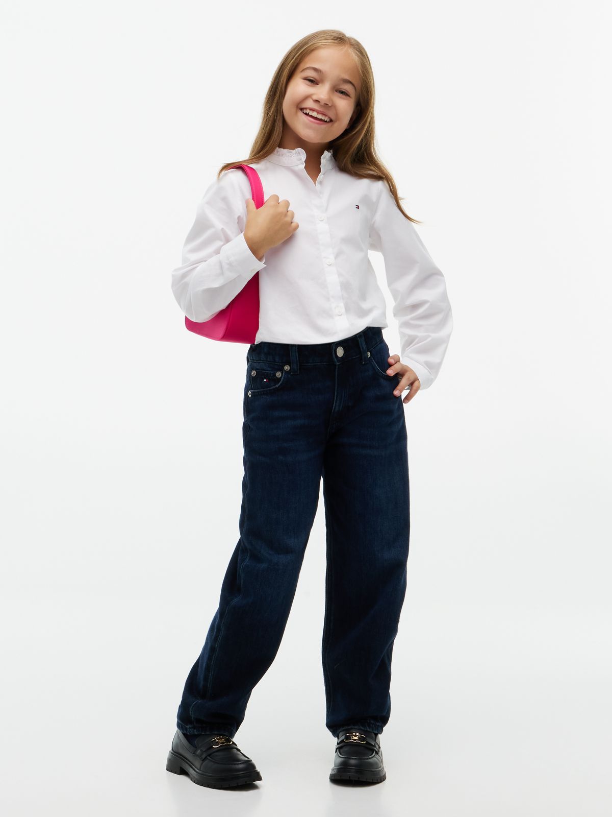 Essential Relaxed Fit Ruffle Poplin Blouse — White